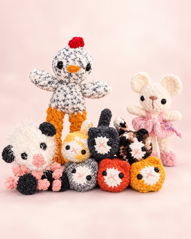 Colorful handmade crochet ducks by Sterling Crafted